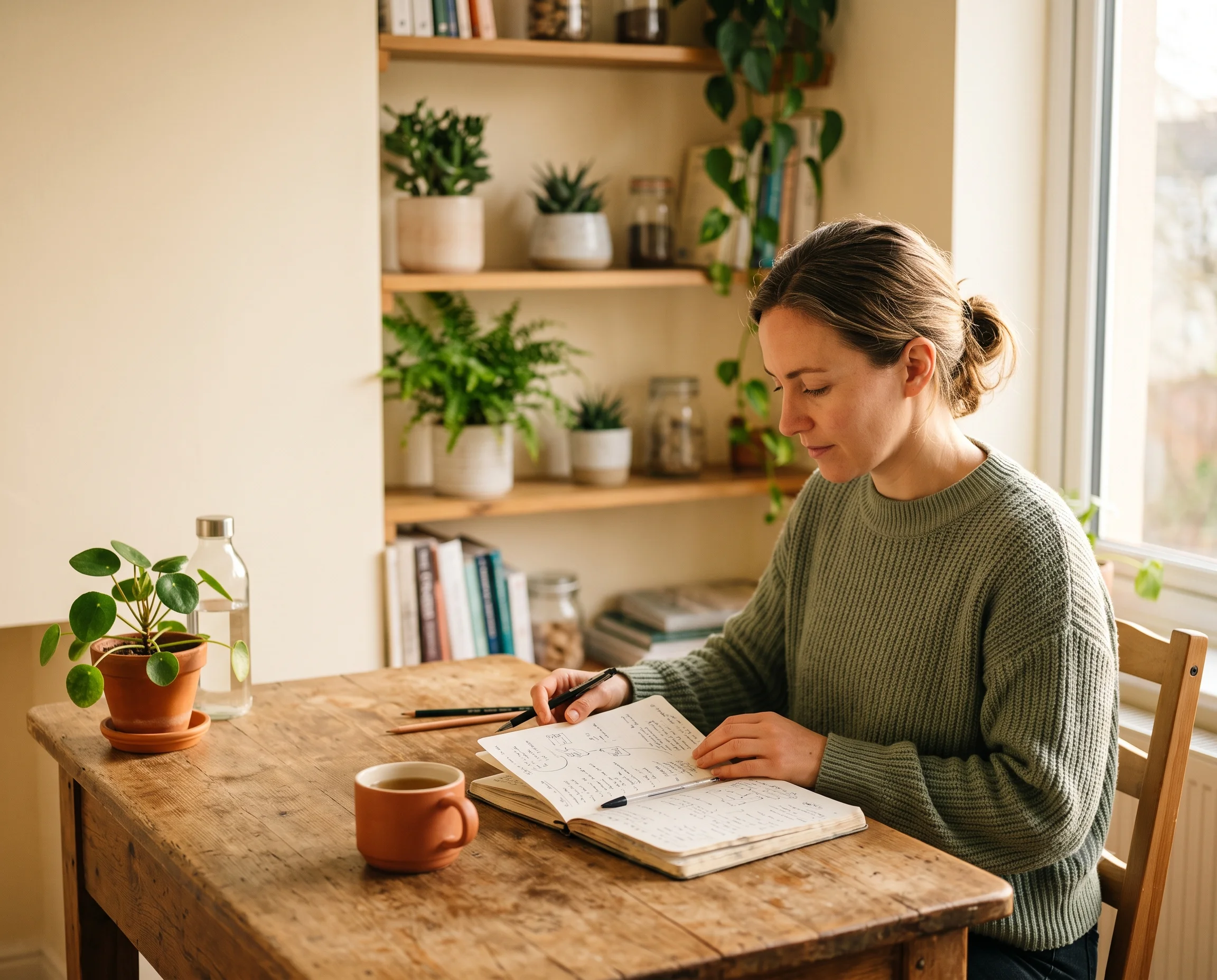 Praticienne indépendante organisant son planning dans son cabinet
